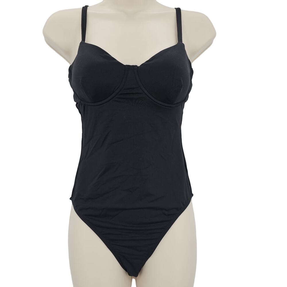 Andie Swim Womans size S Tall Bermuda One Piece Swimsuit in Black Demi Cup NEW